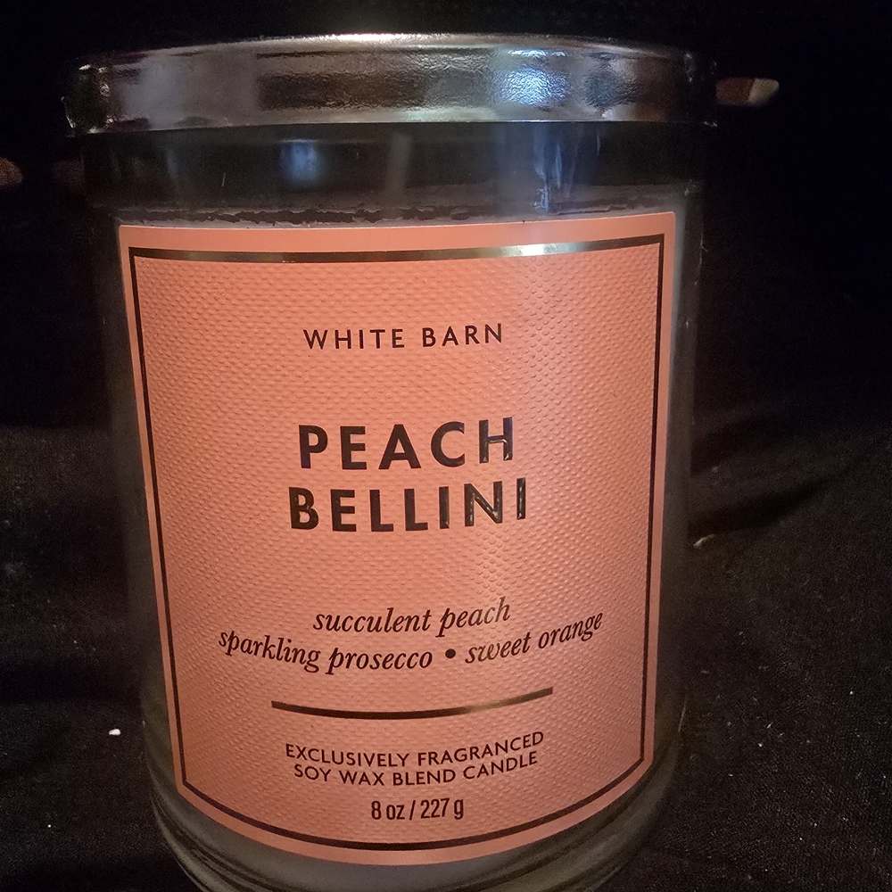 White Barn Peach Bellini Candle - Orange and Black